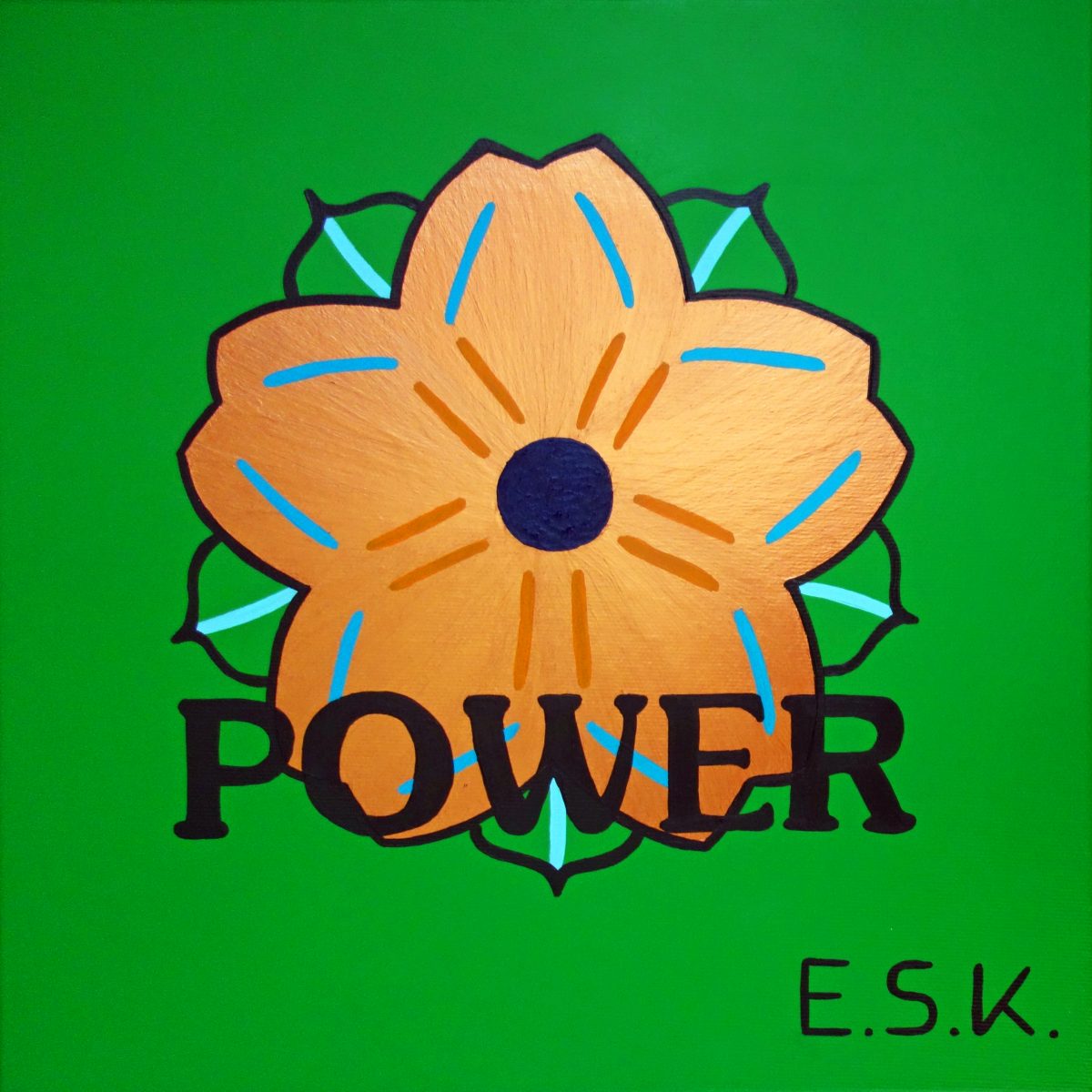 Flower Power - E.S.K. pop art - Kunst von Eileen Susanne Kreipl 30 x 30 x 4 cm
