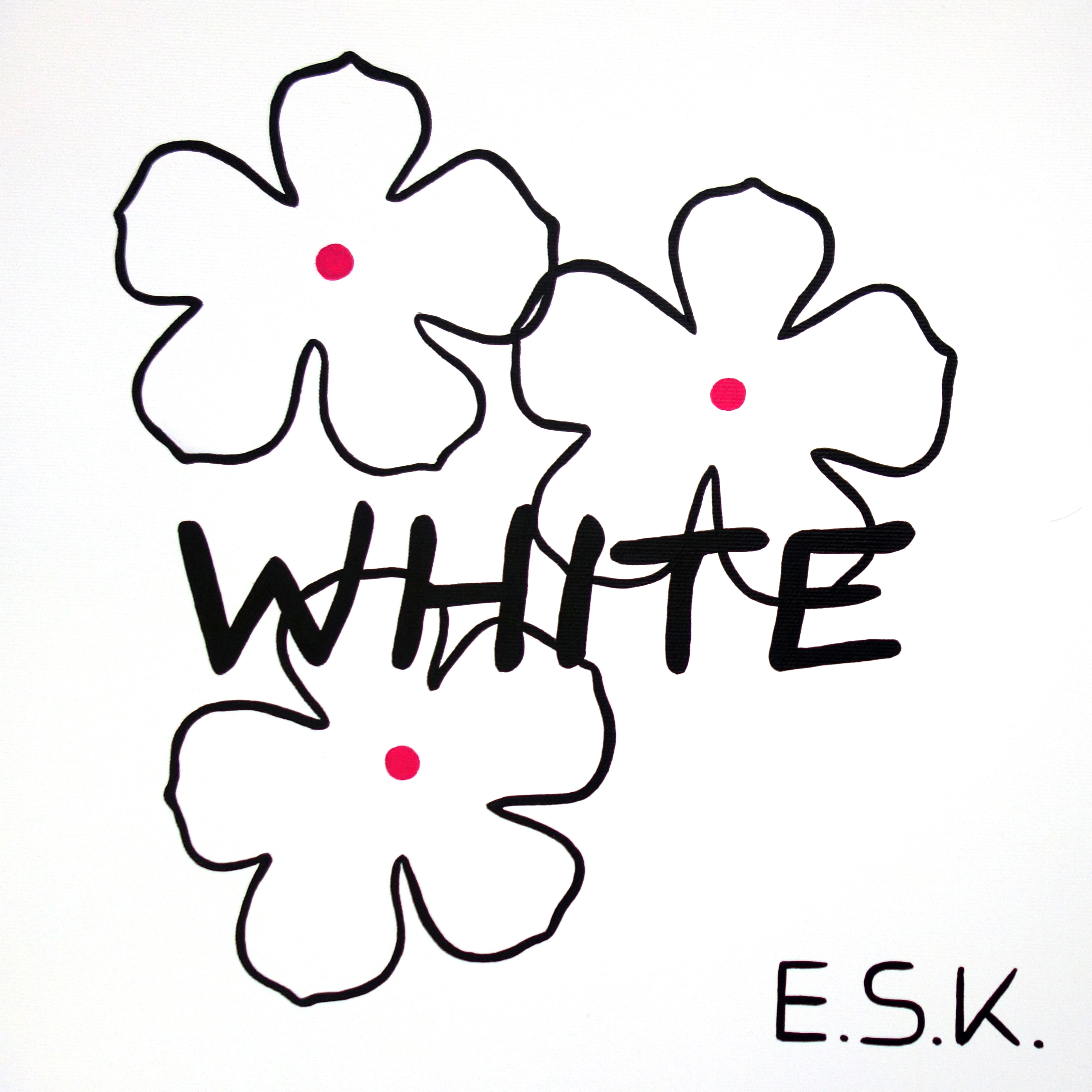 White- Blütenweiß -Weiß - E.S.K. pop art - Kunst von Eileen Susanne Kreipl 30 x 30 x 4 cm