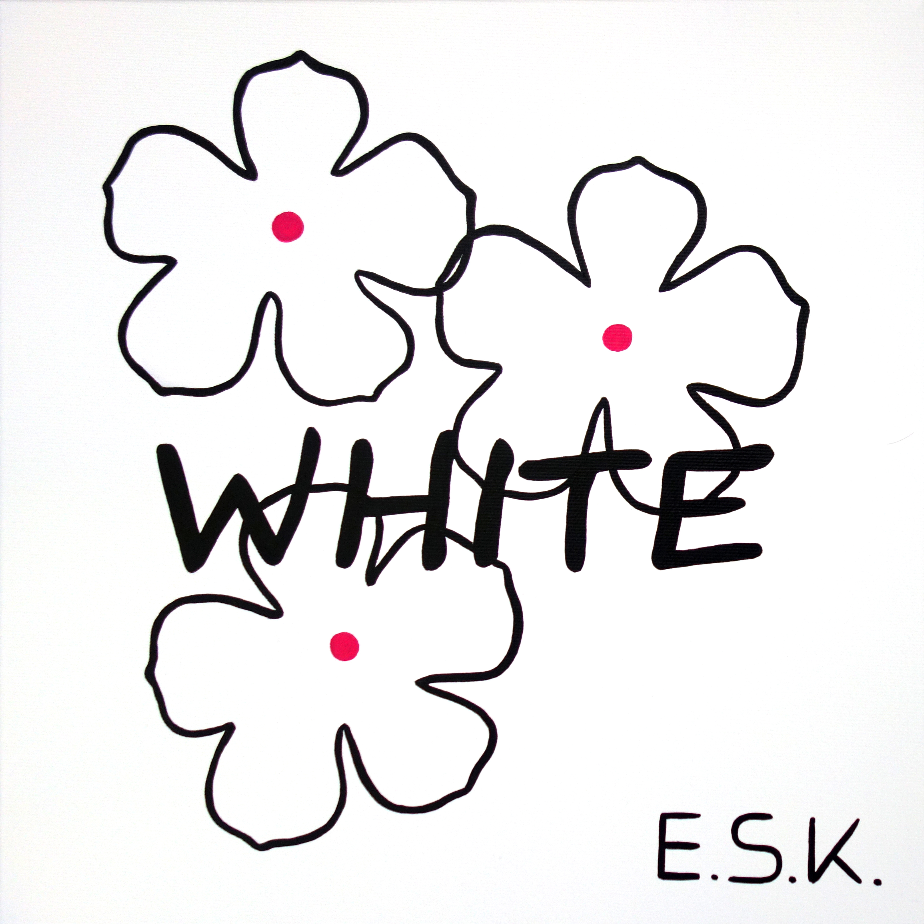 White- Blütenweiß -Weiß - E.S.K. pop art - Kunst von Eileen Susanne Kreipl 30 x 30 x 4 cm