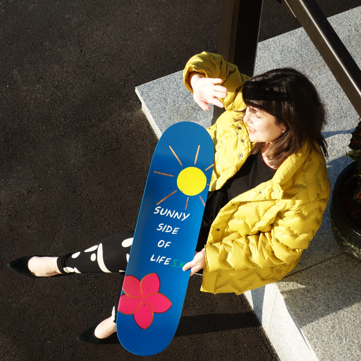 Sunny side of life by E.S.K. Eileen Susanne Kreipl Pop Art Skateboard
